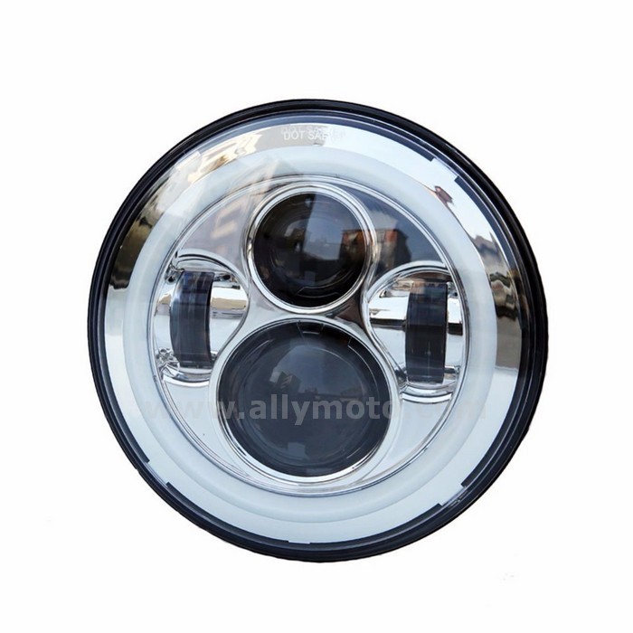 154 7 Inch Led Headlights White Halo Ring Round Harley H4 H13 Projection Daymaker Headlight Fit Davidson 40W@3